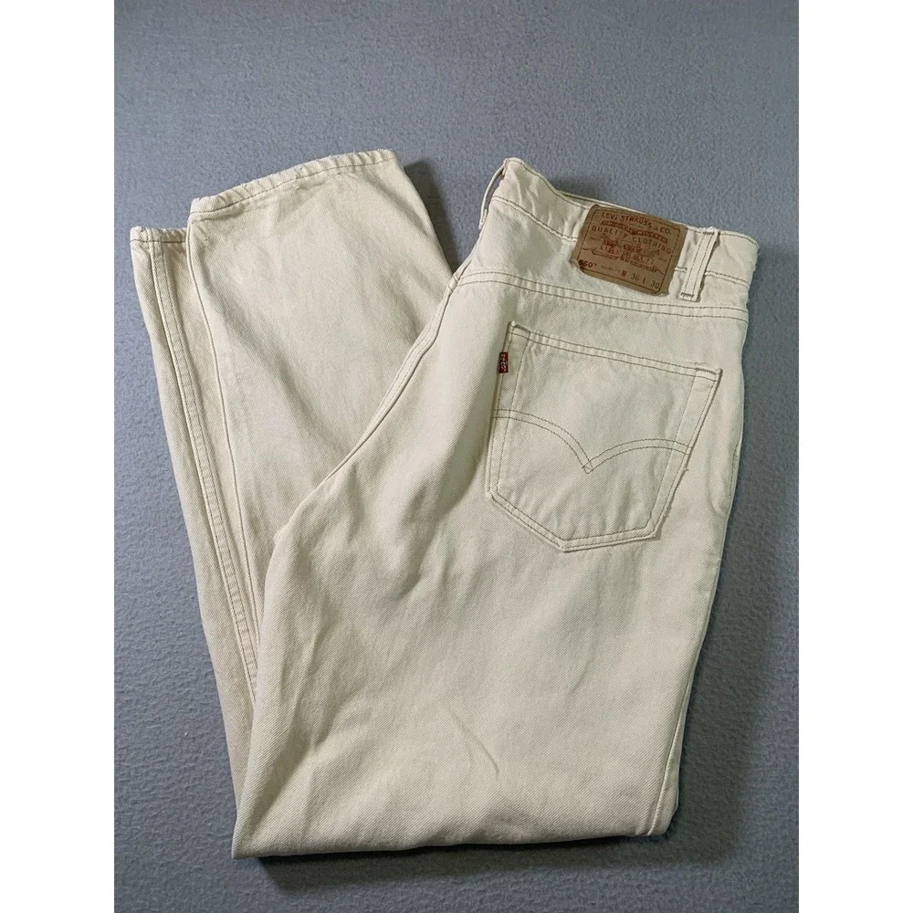 VTG Levis 550 Jeans Made In USA 90'S Men Sz 36/30 Y2K Thrifter Cream